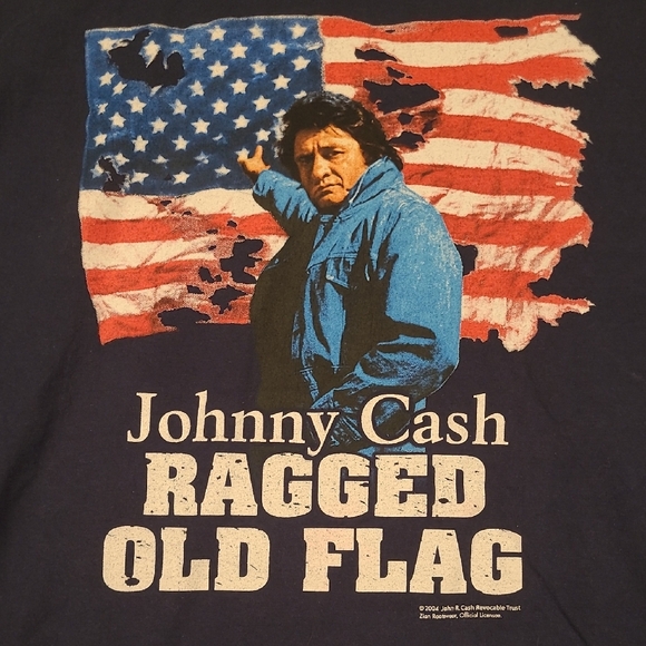 Zion Rootswear Other - JOHNNY‎ CASH Zion Blue Cotton Ragged Old Flag T Shirt Mens Sz XL VTG Y2K